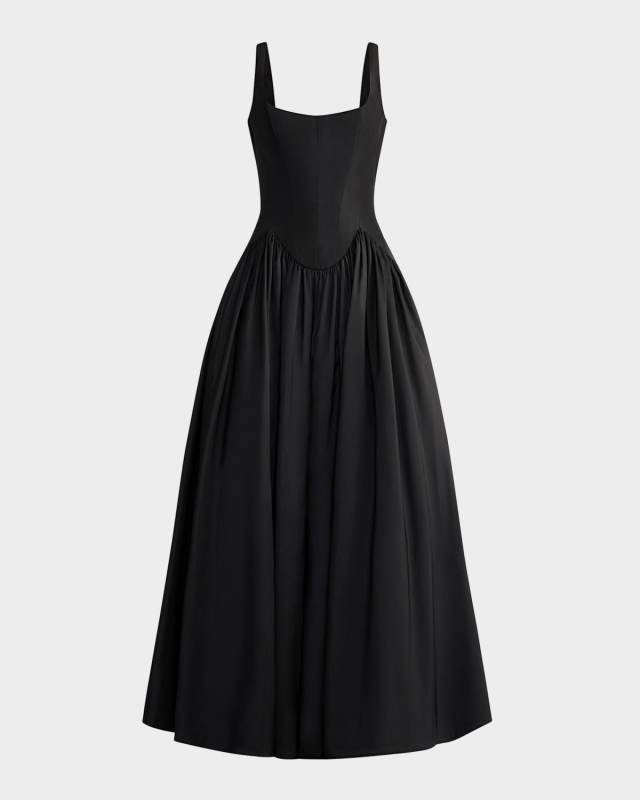 Drop-Waist Taffeta Bustier Gown
